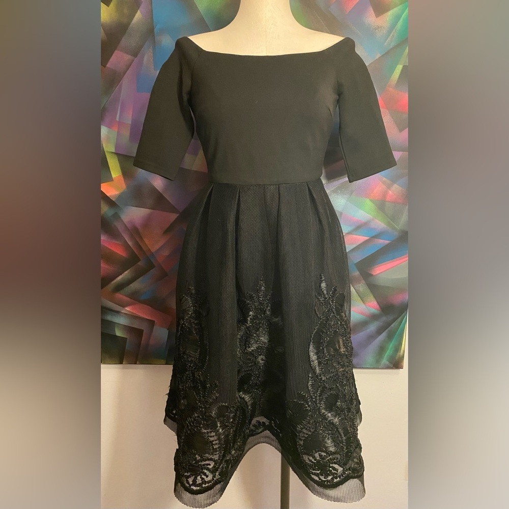 Black “Just Me” Cocktail Fit & Flare Dress - Size Small